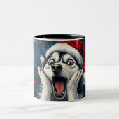 Funny Christmas dog Mugs | Merry Christmas Mug ツートーンマグカップ (中央)