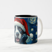 Funny Christmas dog Mugs | Merry Christmas Mug ツートーンマグカップ (正面右)
