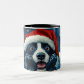 Funny Christmas dog Mugs | Merry Christmas Mug ツートーンマグカップ (中央)
