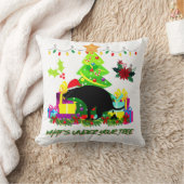Funny Christmas Dog Pooping Under the Tree クッション (ブランケット)