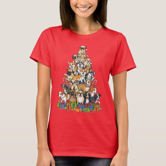 Funny Christmas Dog Tree Design Tシャツ (正面)