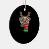 Funny Christmas Dog Xmas Reindeer Pug Holiday Gift セラミックオーナメント (右)