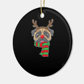 Funny Christmas Dog Xmas Reindeer Pug Holiday Gift セラミックオーナメント (左)
