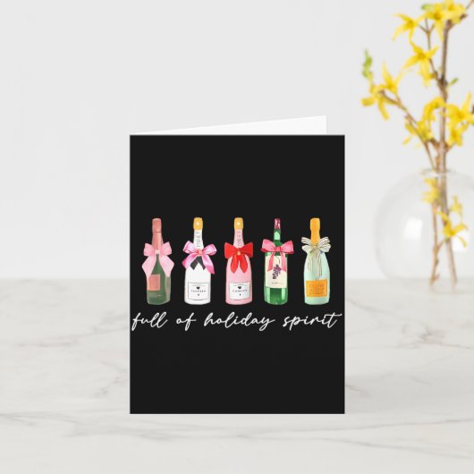 Funny Christmas Drinks Tail Champagne Holiday Srit カード (黄色い花)
