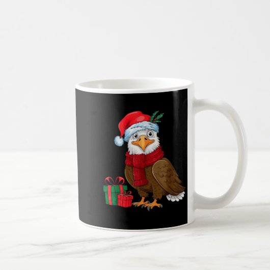 Funny Christmas Eagle Patriotic Bald Eagle With Sa コーヒーマグカップ (右)