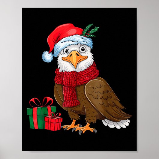 Funny Christmas Eagle Patriotic Bald Eagle With Sa ポスター (正面)