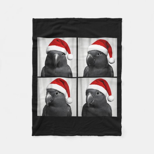 Funny Christmas Eclectus Parrot Santa Photo Booth  フリースブランケット (正面)