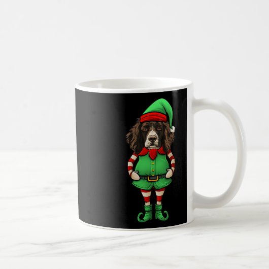 Funny Christmas Elf English Springer Spaniel Dog  コーヒーマグカップ (右)