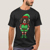 Funny Christmas Elf English Springer Spaniel Dog Tシャツ (正面)