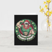 Funny Christmas Elf Gym Workout Gains And Candy Ca カード (黄色い花)
