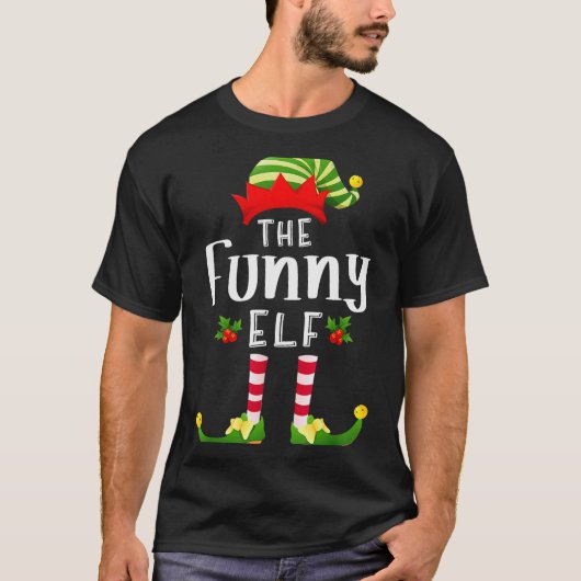 Funny Christmas Elf Matching Pajama X-mas Party Tシャツ (正面)