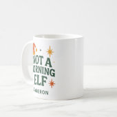 Funny Christmas Elf Morning Lazy Personalized コーヒーマグカップ (正面左)