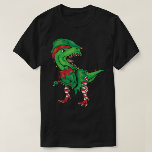Funny Christmas Elf T-Rex Tシャツ (デザイン正面)
