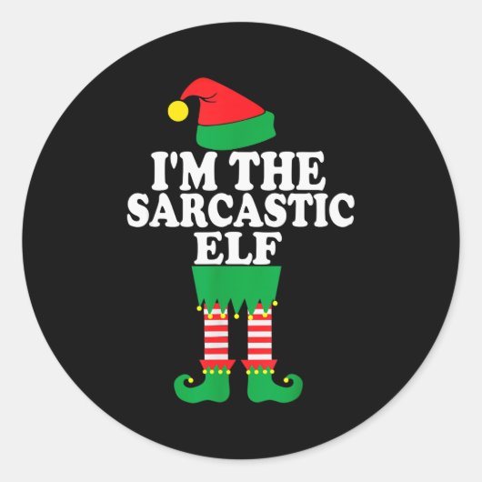 Funny Christmas Family I'm The Sarcastic Elf  ラウンドシール (正面)