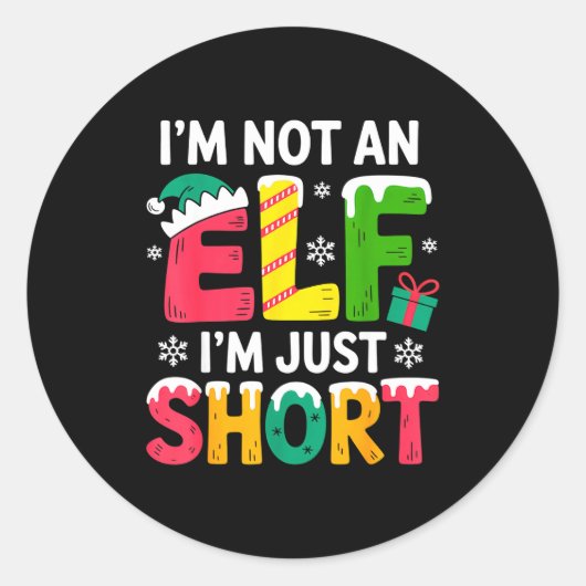 Funny Christmas Family Pajamas I'm Not An Elf I'm  ラウンドシール (正面)