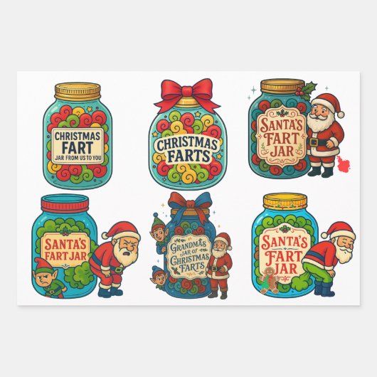 Funny Christmas Fart Jar 100% Festive Flatulence! ラッピングペーパーシート (正面)