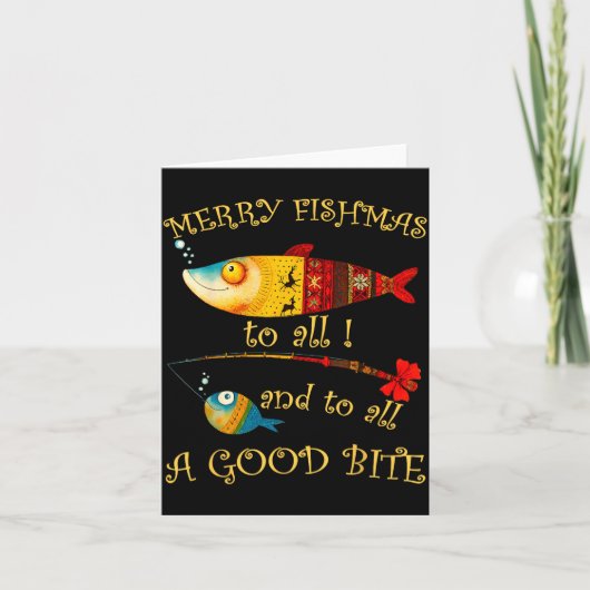 Funny Christmas Fisherman's Merry Fishmas To All F カード (正面)