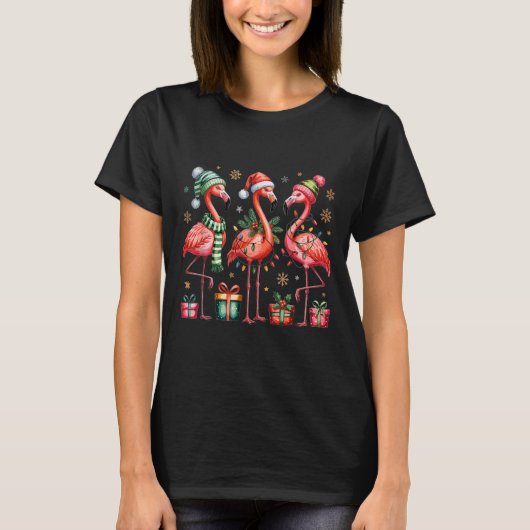 Funny Christmas Flamingos Tシャツ (正面)