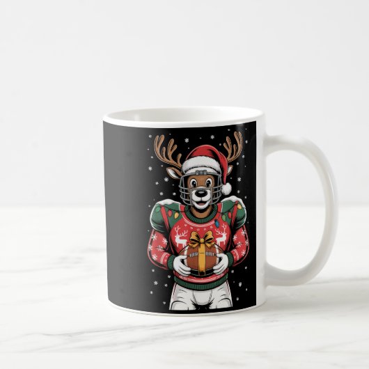 Funny Christmas Football Reindeer  コーヒーマグカップ (右)
