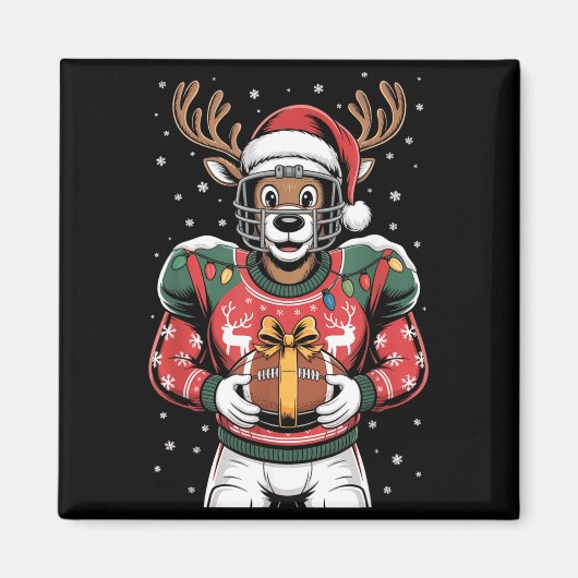 Funny Christmas Football Reindeer  マグネット (正面)