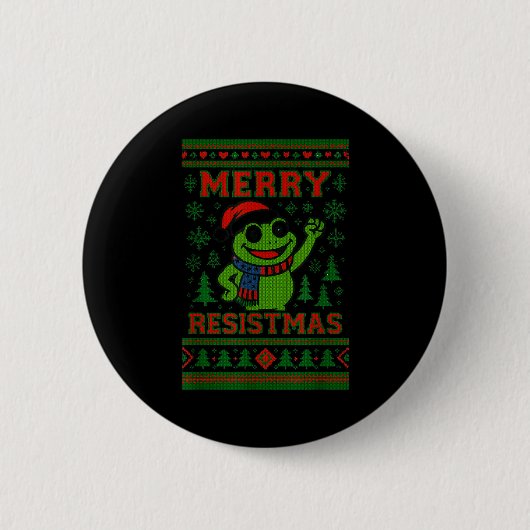 Funny Christmas Frog Meme Resistmas Holiday Humor  缶バッジ (正面)
