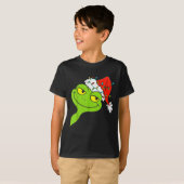 Funny Christmas Frog Wearing Santa Hat And Lights Tシャツ (正面フル)