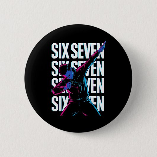 Funny Christmas Gamer Dabbing Xmas Dab Six Seven 6 缶バッジ (正面)