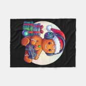 Funny Christmas Gamer Gingerbread Xmas Gaming Men  フリースブランケット (正面(横))