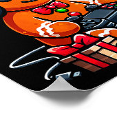 Funny Christmas Gamer Gingerbread Xmas Gaming Men  ポスター (角)