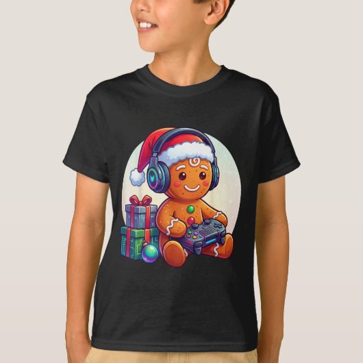 Funny Christmas Gamer Gingerbread Xmas Gaming Men Tシャツ (正面)