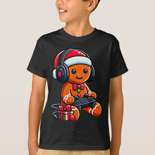 Funny Christmas Gamer Gingerbread Xmas Gaming Men  Tシャツ (正面)