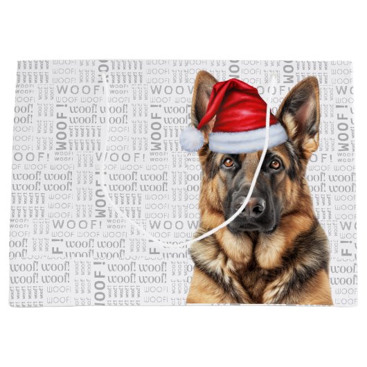Funny Christmas German Shepherd Dog Lover ラージペーパーバッグ (正面)