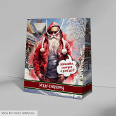 Funny Christmas Gift Bag Handsome Santa Keepsake ミディアムペーパーバッグ