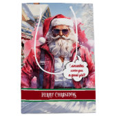 Funny Christmas Gift Bag Handsome Santa Keepsake ミディアムペーパーバッグ (正面)