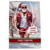 Funny Christmas Gift Bag Handsome Santa Keepsake ミディアムペーパーバッグ (正面)