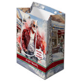Funny Christmas Gift Bag Santa Medium Holiday Art ミディアムペーパーバッグ (正面アングル)