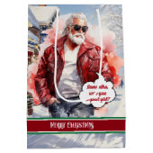Funny Christmas Gift Bag Santa Medium Holiday Art ミディアムペーパーバッグ (裏面)