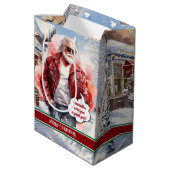 Funny Christmas Gift Bag Santa Medium Holiday Art ミディアムペーパーバッグ (裏面アングル)