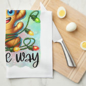 Funny Christmas ginger word art  キッチンタオル (四つ折り)