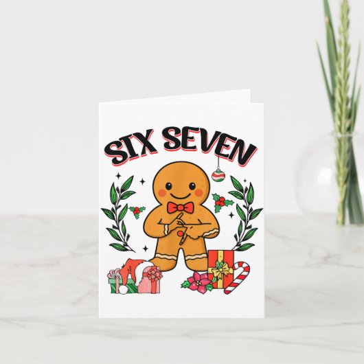 Funny Christmas Gingerbread 67 Six Seven Meme Hand カード (正面)
