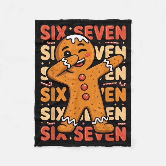 Funny Christmas Gingerbread Cookie Dab Six Seven 6 フリースブランケット (正面)