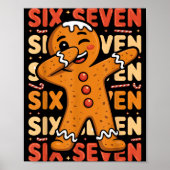Funny Christmas Gingerbread Cookie Dab Six Seven 6 ポスター (正面)