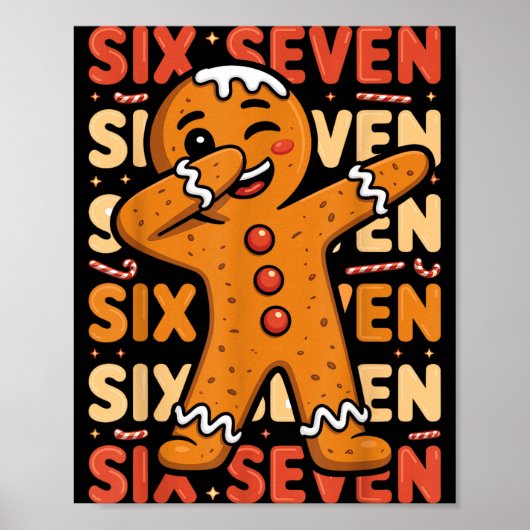 Funny Christmas Gingerbread Cookie Dab Six Seven 6 ポスター (正面)