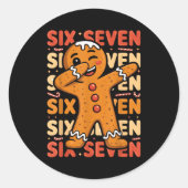 Funny Christmas Gingerbread Cookie Dab Six Seven 6 ラウンドシール (正面)