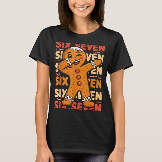 Funny Christmas Gingerbread Cookie Dab Six Seven 6 Tシャツ (正面)