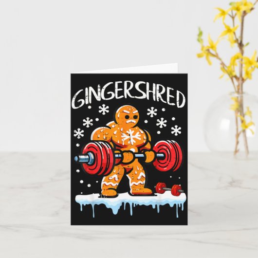 Funny Christmas Gingerbread Gingershred Gym Bodybu カード (黄色い花)