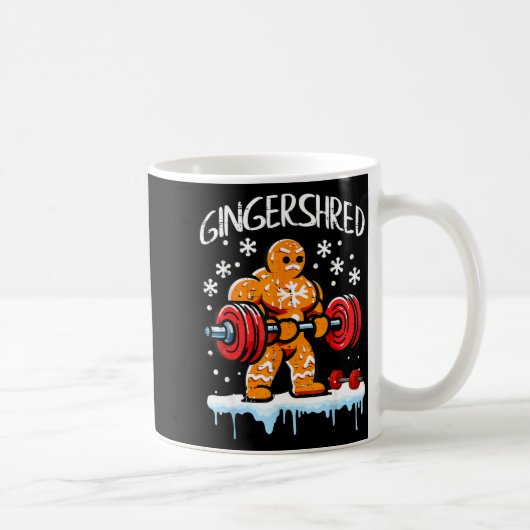 Funny Christmas Gingerbread Gingershred Gym Bodybu コーヒーマグカップ (右)