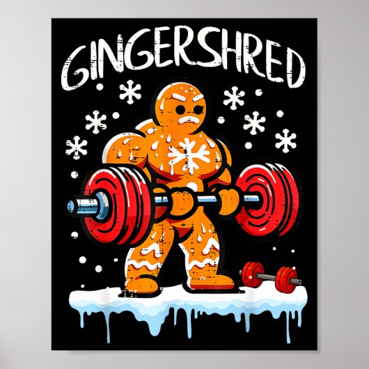 Funny Christmas Gingerbread Gingershred Gym Bodybu ポスター (正面)
