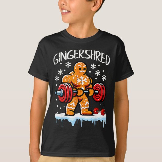Funny Christmas Gingerbread Gingershred Gym Bodybu Tシャツ (正面)
