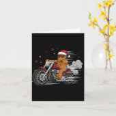 Funny Christmas Gingerbread Man Biker Riding A Mot カード (黄色い花)